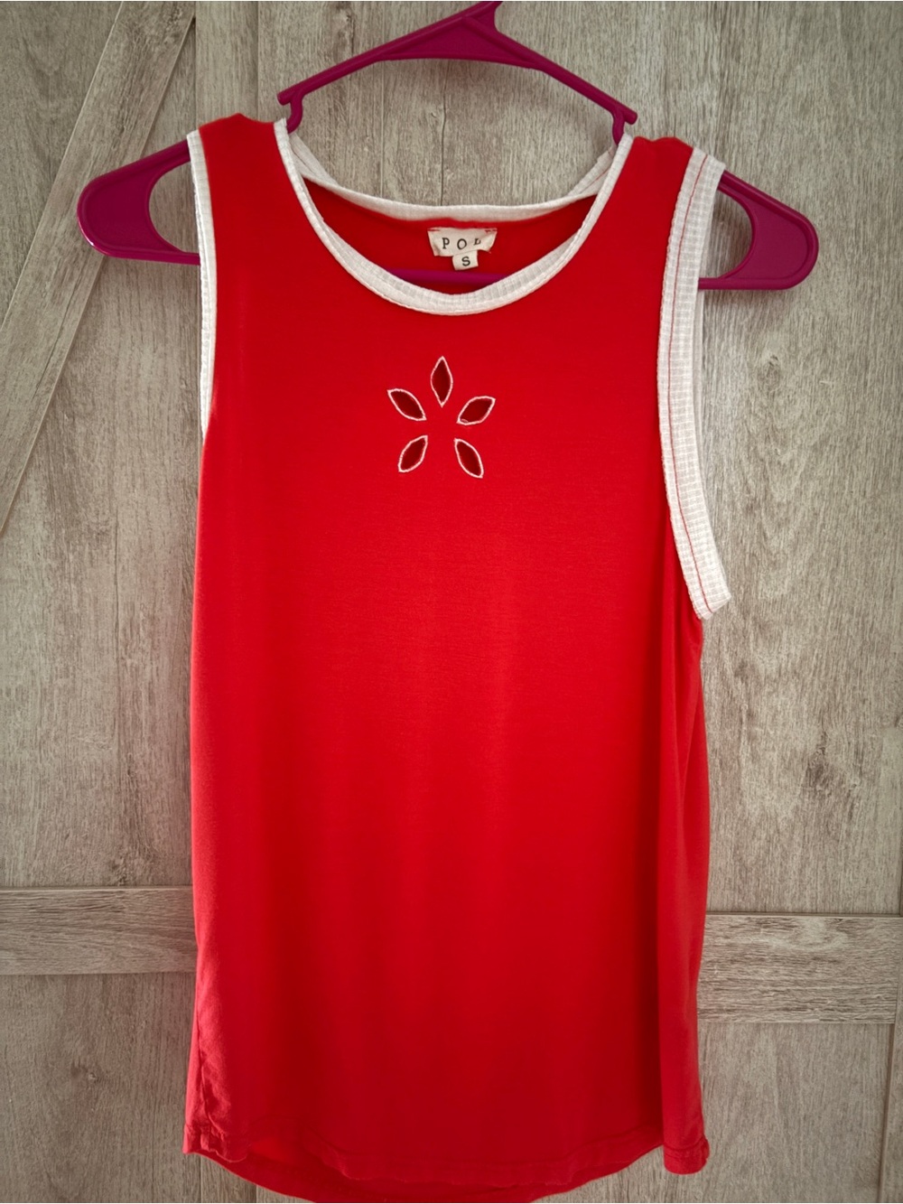 POL Pinkish Red Contrast Trim Cutout Tank Top | Small